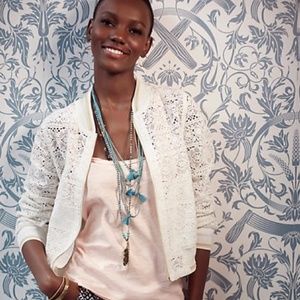 ANTHROPOLOGIE Hei Hei Lace Crochet Jacket in Ivory